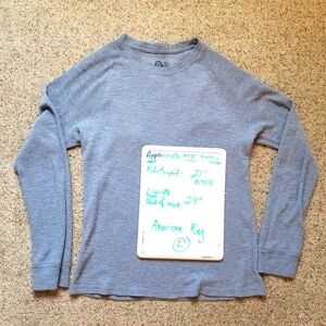American Rag Waffle Knit Shirt Thermal Long Sleeve Blue Layer